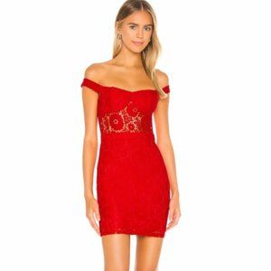 Superdown Red Naressa Off Shoulder Dress XS NWT